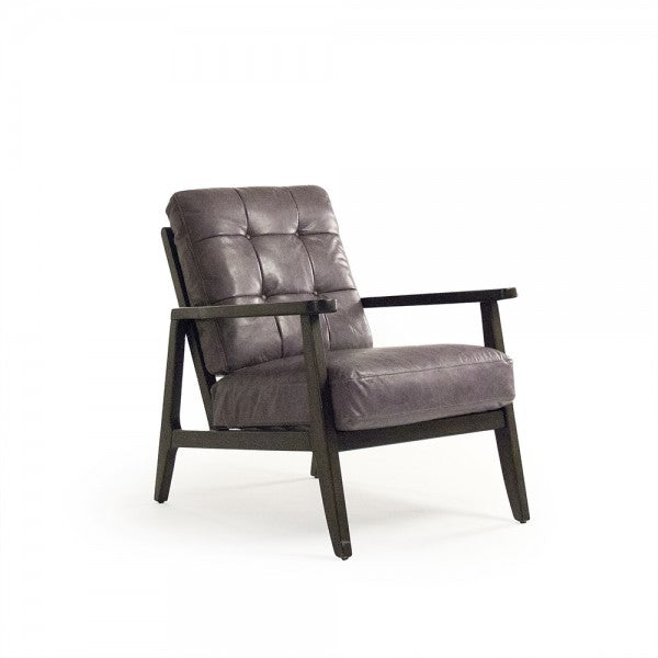 Zentique Haydee Chair Dark Brown Frame, Grey Blue Leather