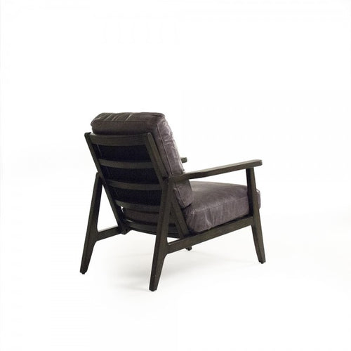 Zentique Haydee Chair Dark Brown Frame, Grey Blue Leather