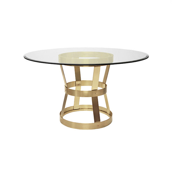 Worlds Away Cannon Dining Table, Antique Brass