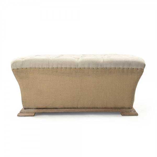 Zentique Quincy Ottoman Natural Linen, Jute