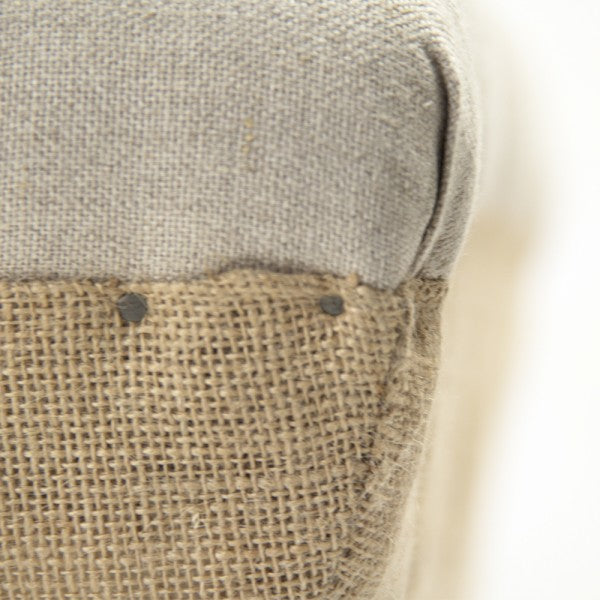 Zentique Quincy Ottoman Natural Linen, Jute