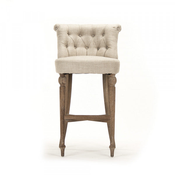 Zentique Amelie Bar Stool Cream Natural Linen