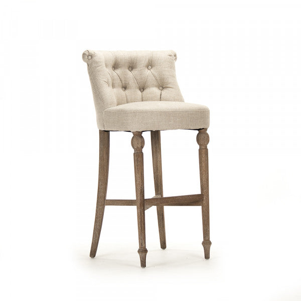 Zentique Amelie Bar Stool Cream Natural Linen
