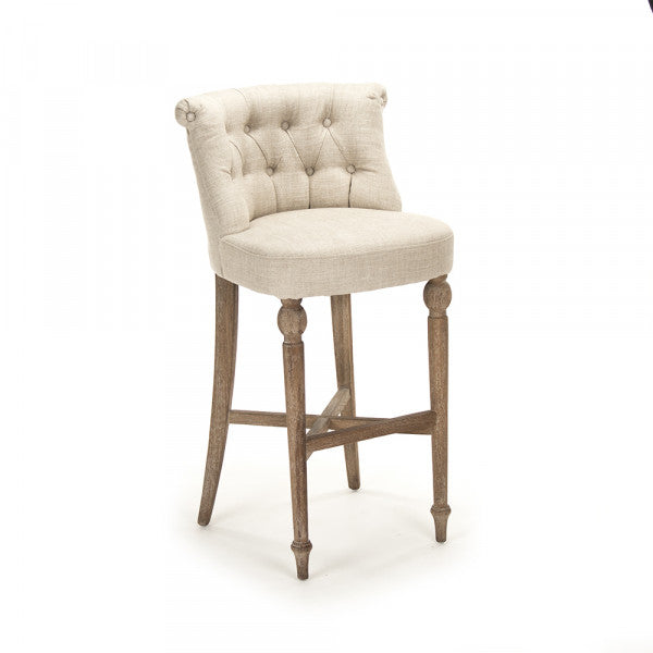 Zentique Amelie Bar Stool Cream Natural Linen