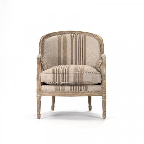 Zentique Roland Club Chair W/ Stripes Striped Linen