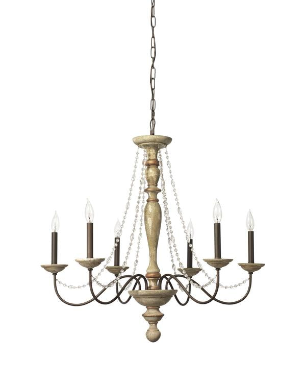 Maybel Chandelier In Washed Wood & Crystal Lifestyle by JY