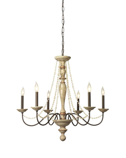 Maybel Chandelier In Washed Wood & Crystal