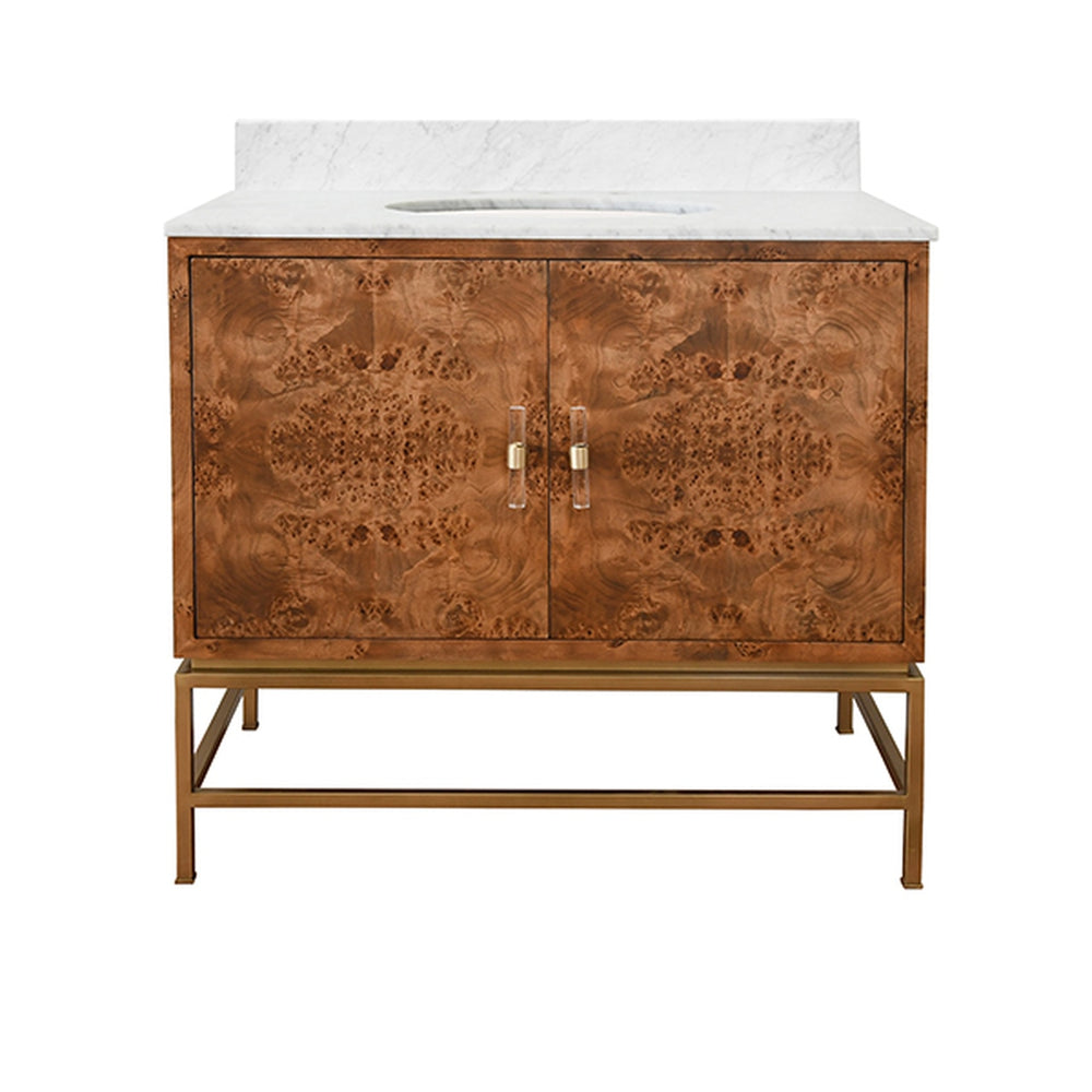 Worlds Away Clifford Burl Wood Bathroom Vanity