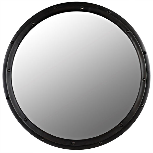 Noir Round Mirror, Black Steel