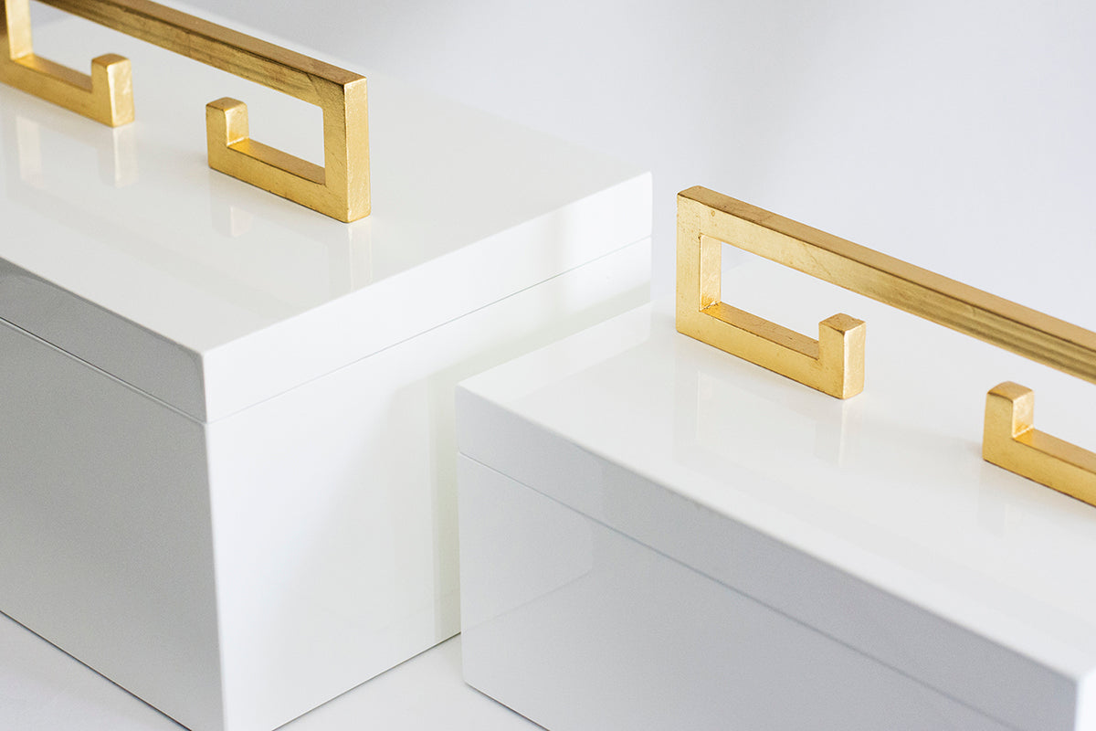 Avondale Boxes in White, Set of 2, by Couture Lighting