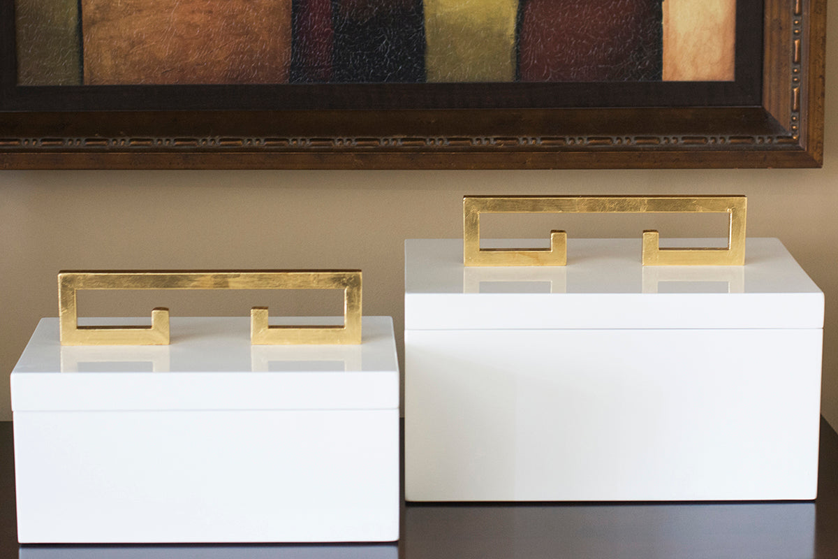 Avondale Boxes in White, Set of 2, by Couture Lighting