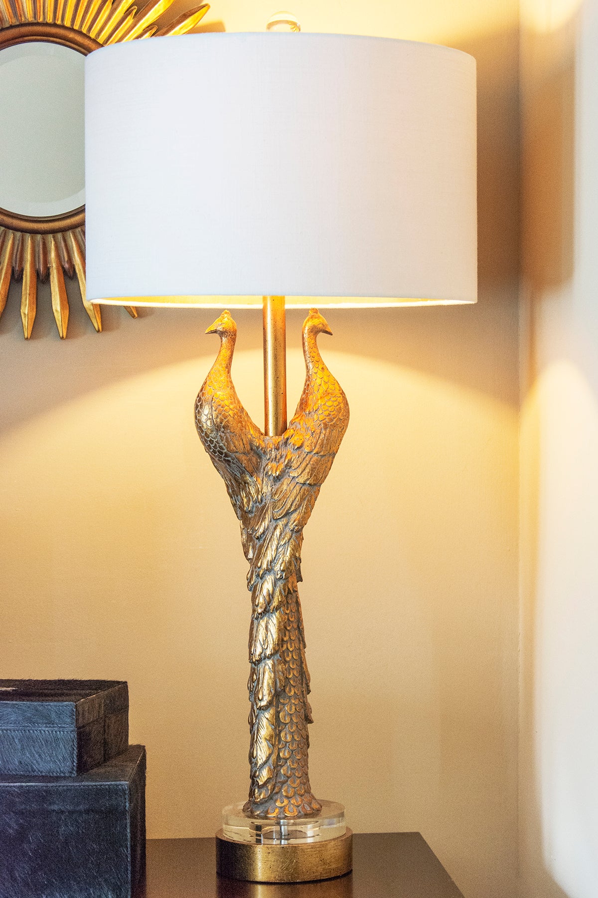 Couture Lighting Golden Peacock Table Lamp