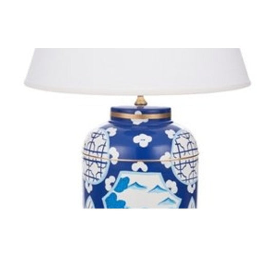 Dana Gibson Large Canton Tea Caddy Lamp, Blue 30"