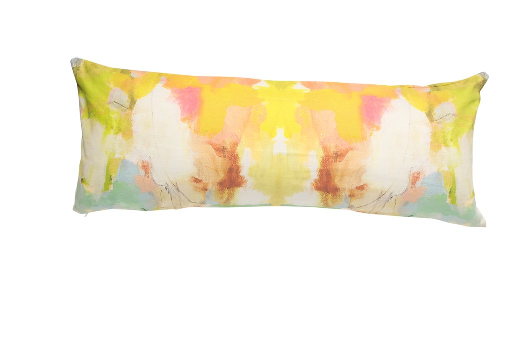 Coral Bay Orange Linen Cotton Pillow by Laura Park