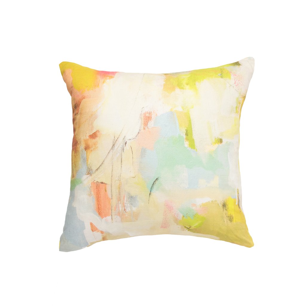 Coral Bay Orange Linen Cotton Pillow by Laura Park