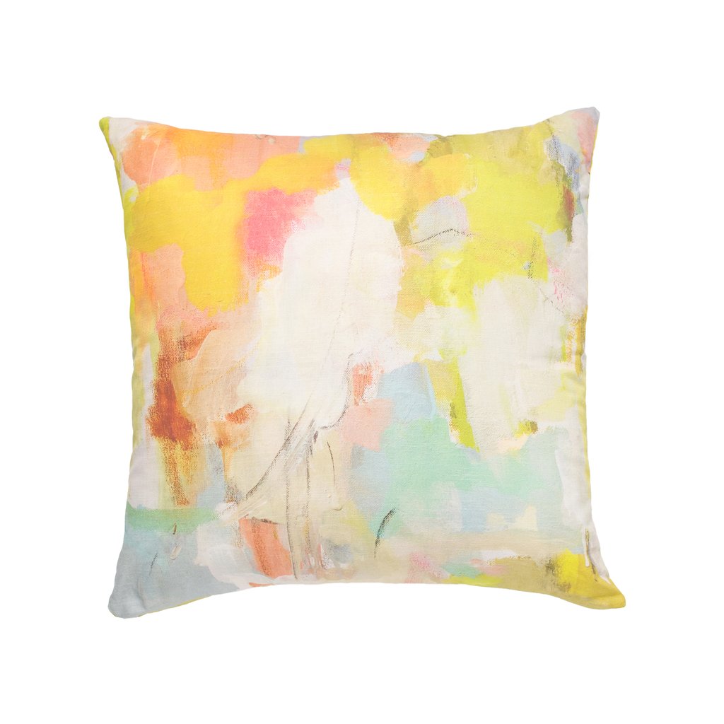 Coral Bay Orange Linen Cotton Pillow by Laura Park
