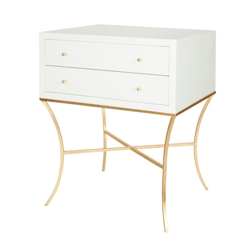 Worlds Away Elena White Side Table or Nightstand