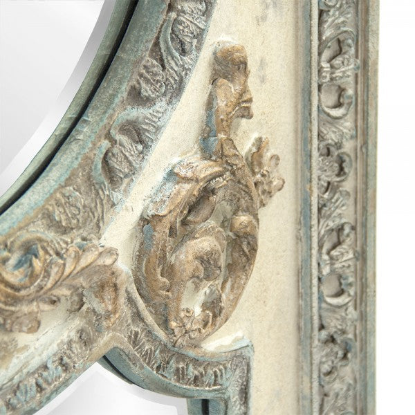 Zentique Theon Mirror Distressed Sage Green, Antique Cream