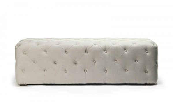 Zentique Oliver Tufted Bench Natural Linen