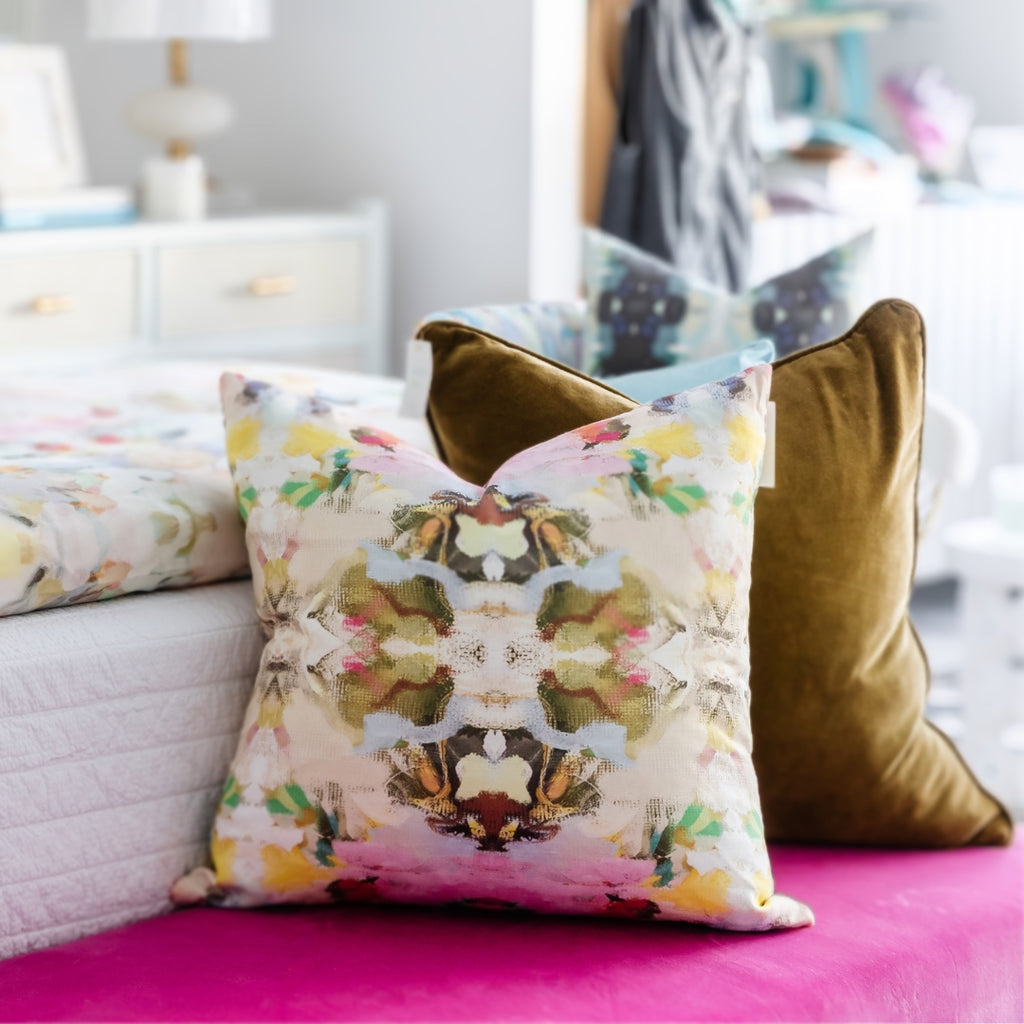 Birds of a Feather Linen Cotton Pillow by Laura Park