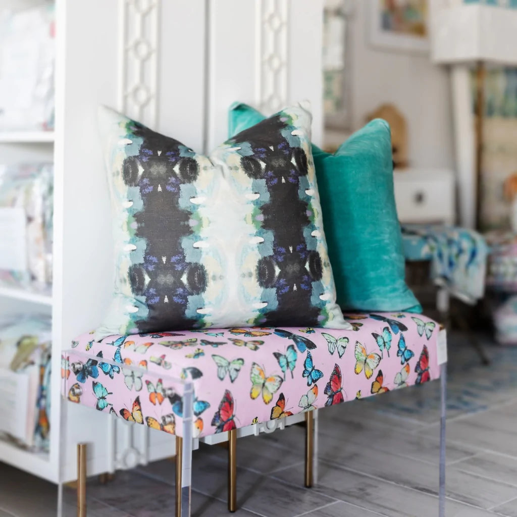 Laura Park Teal Blue Velvet Pillow