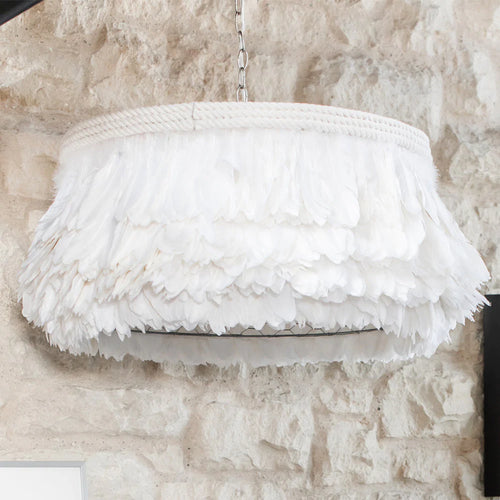 Jamie Dietrich Designs White Feather Pendant Light