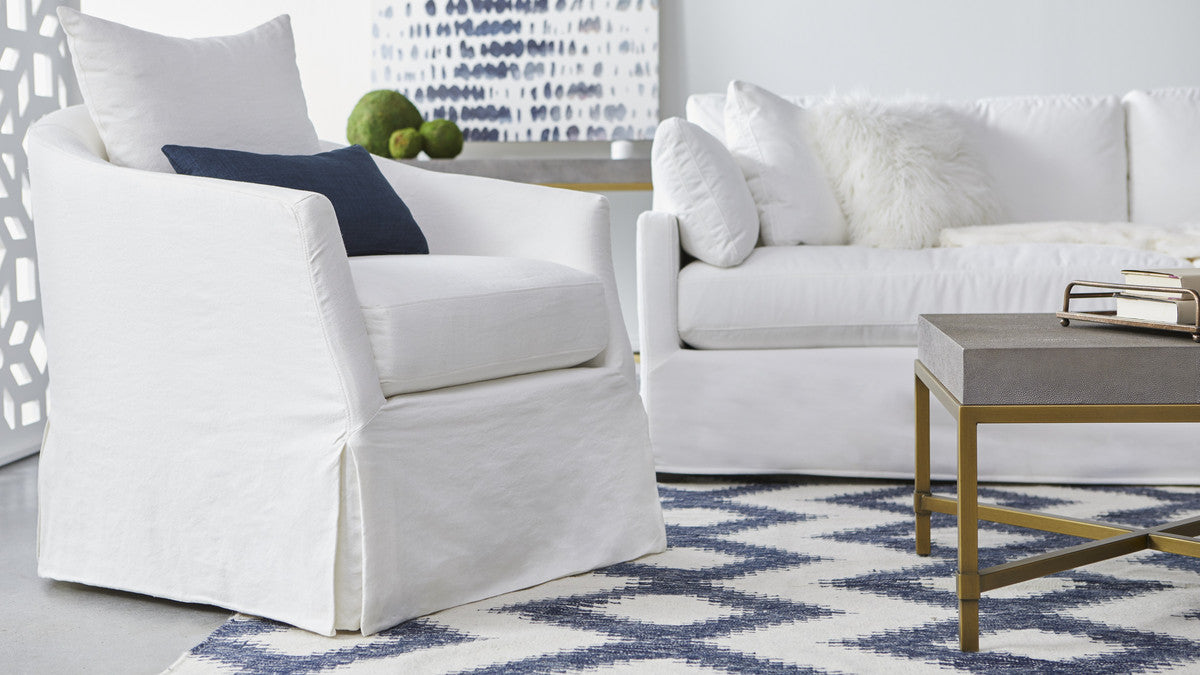 Faye Slipcovered Swivel Chair by Essentials for Living