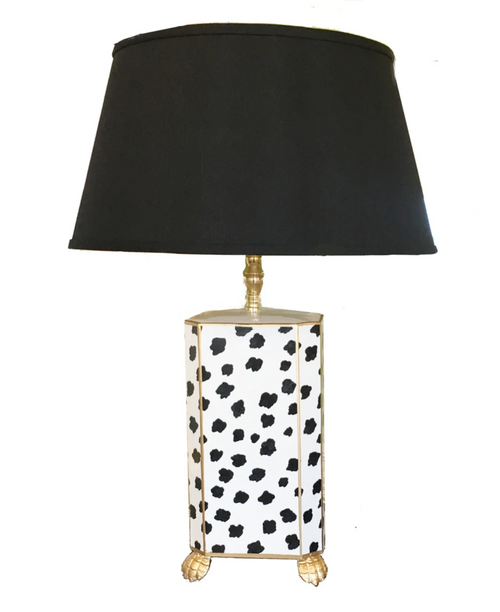 Dana Gibson Black Fleck Lamp With Lion Detail