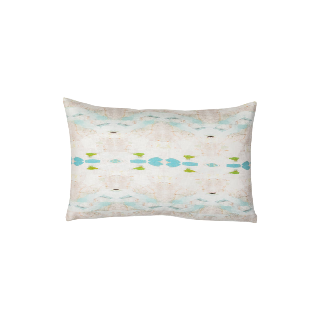 Flower Child Blue Linen Cotton Pillow by Laura Park