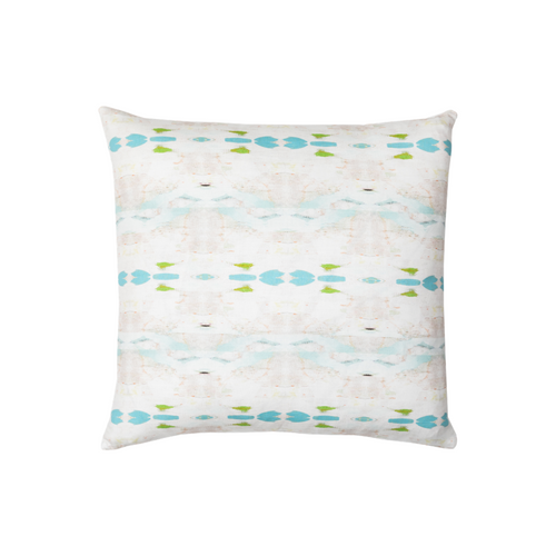 Flower Child Blue Linen Cotton Pillow by Laura Park