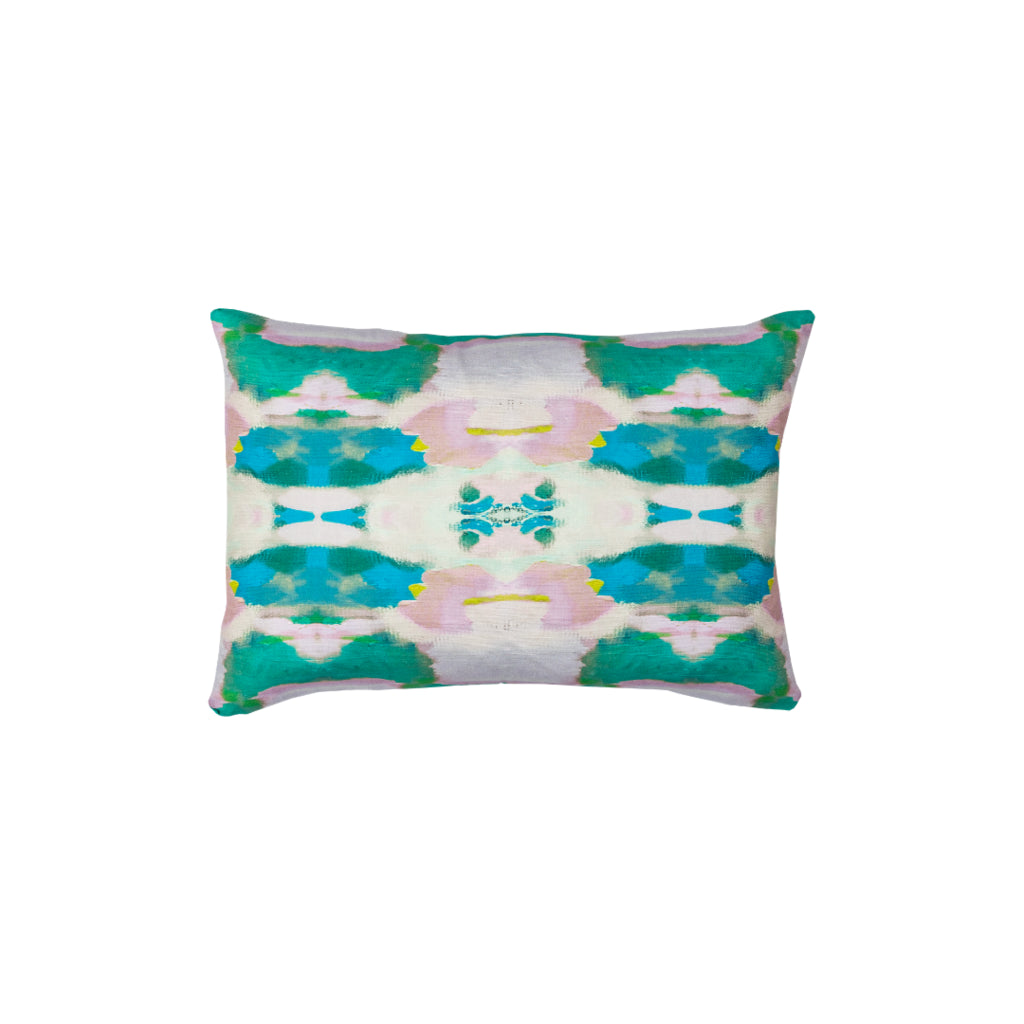 Flower Child Emerald Linen Cotton Pillow by Laura Park