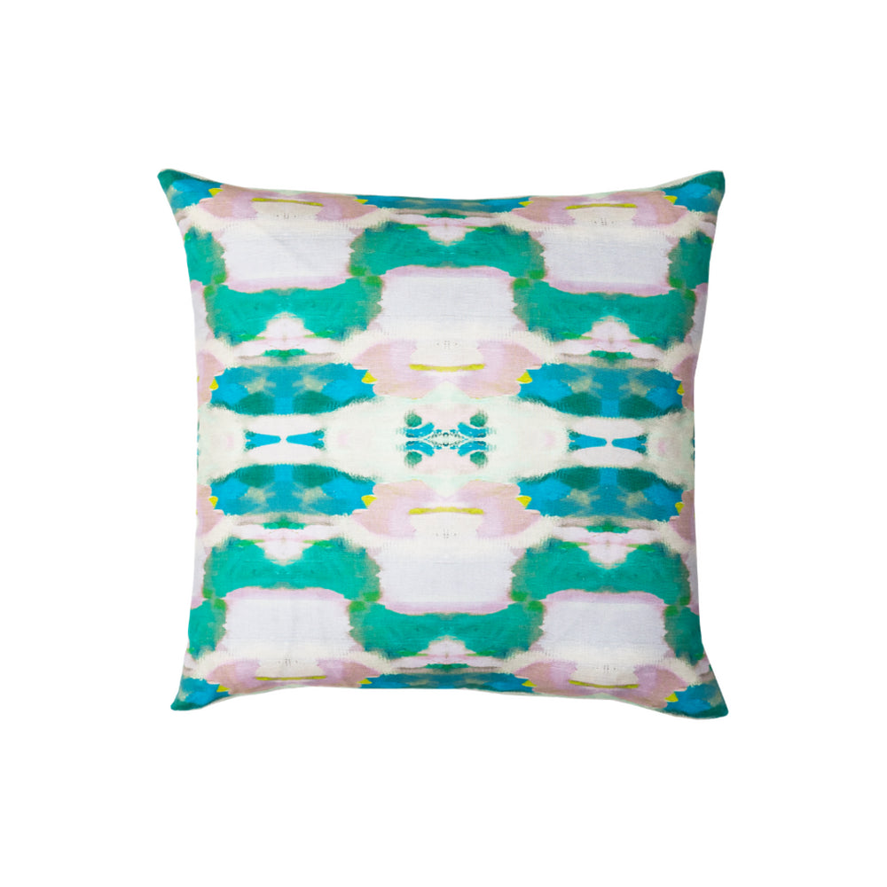 Flower Child Emerald Linen Cotton Pillow by Laura Park