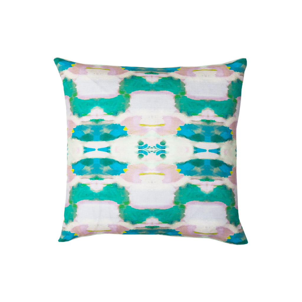 Flower Child Emerald Linen Cotton Pillow by Laura Park