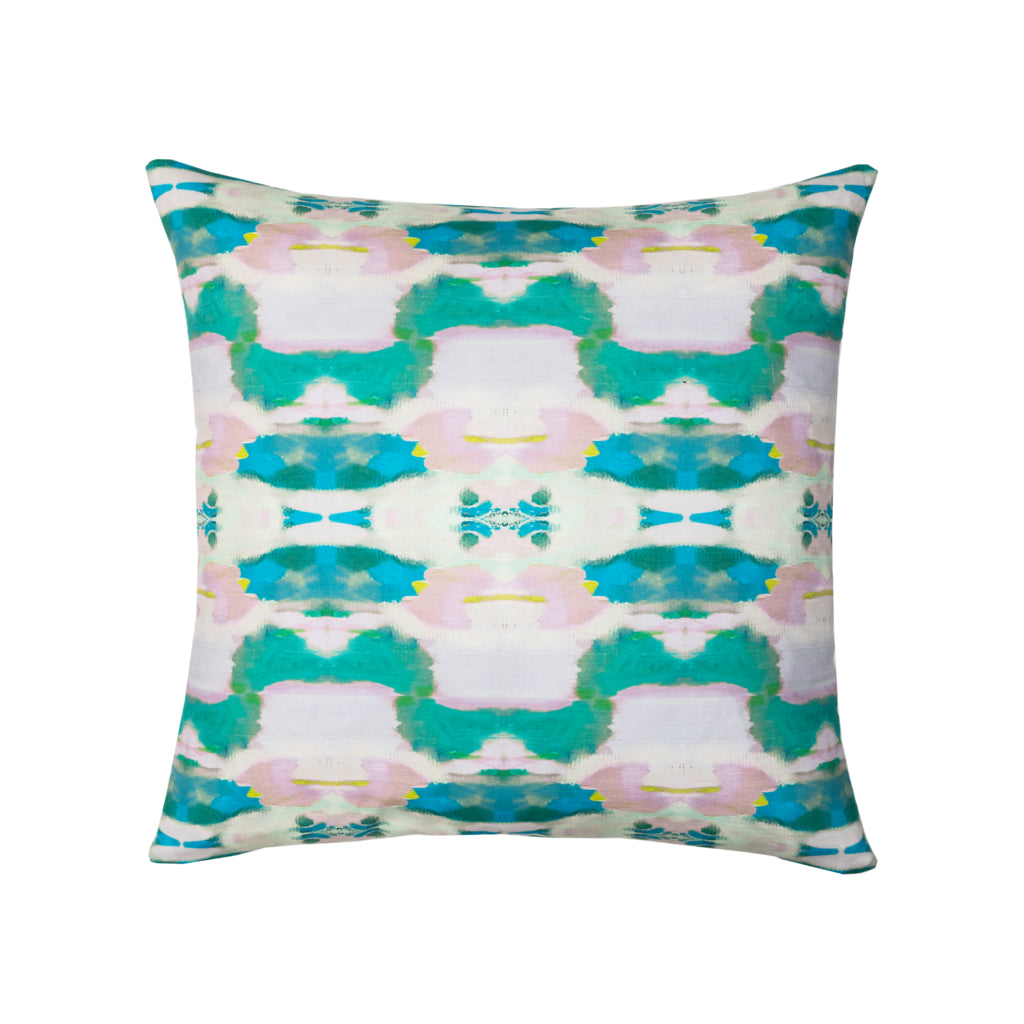 Flower Child Emerald Linen Cotton Pillow by Laura Park