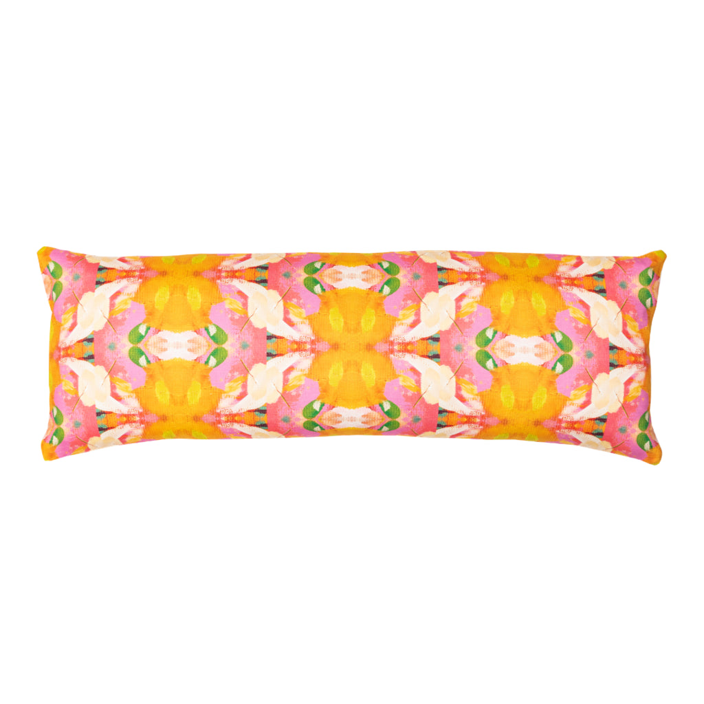 Flower Child Marigold Linen Cotton Pillow by Laura Park