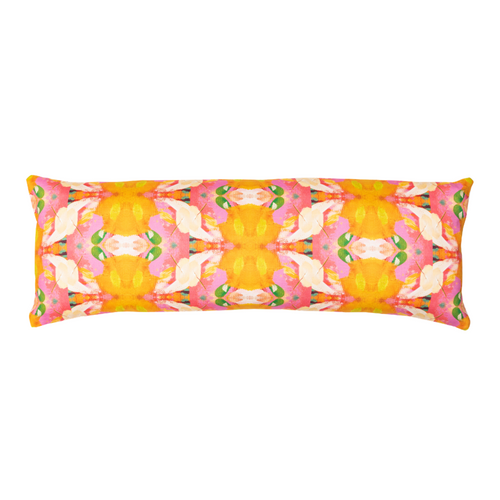 Flower Child Marigold Linen Cotton Pillow by Laura Park