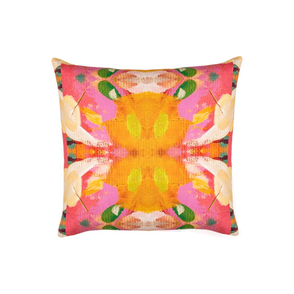 Flower Child Marigold Linen Cotton Pillow by Laura Park