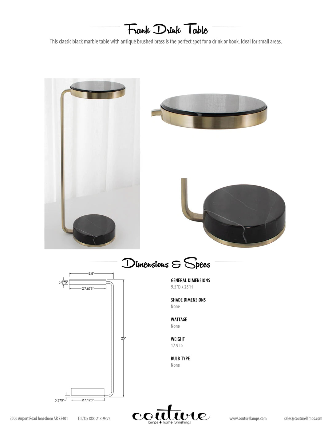 Couture Lamps Frank Drink Table