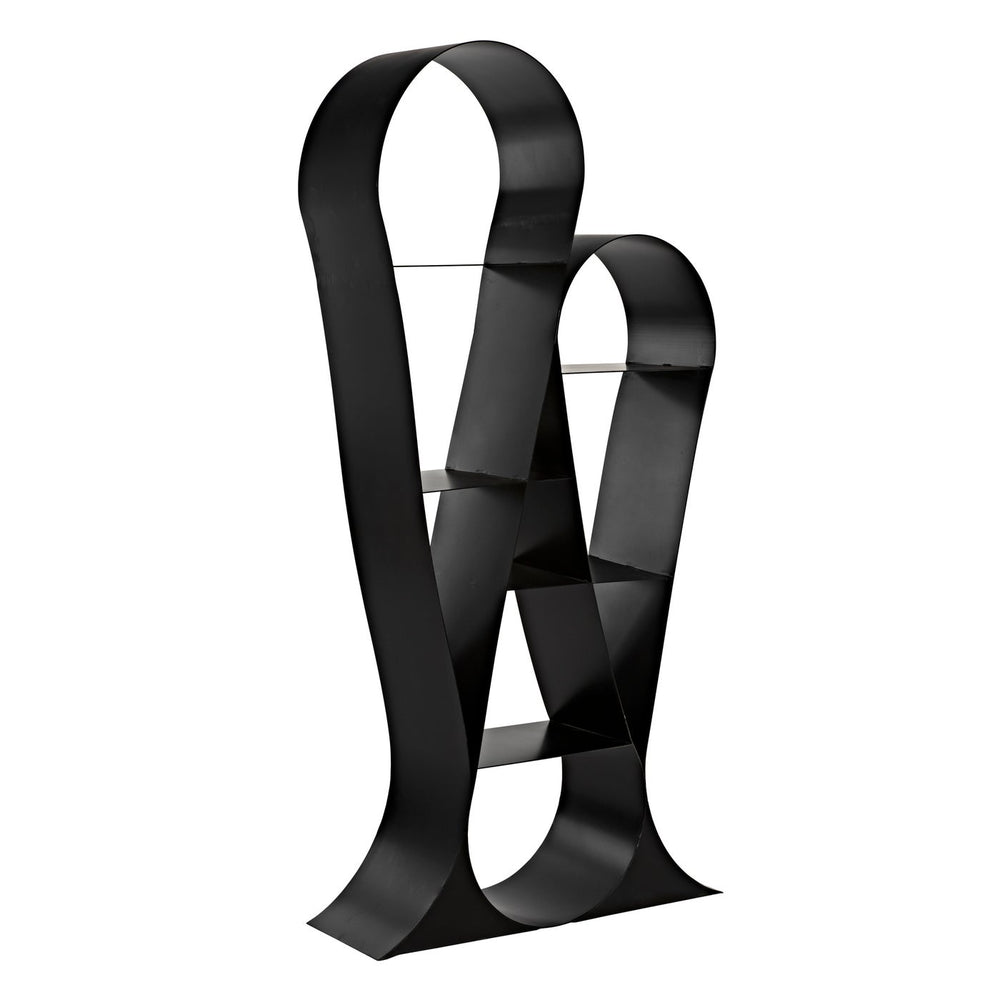 Noir Zaha Bookcase, Black Metal