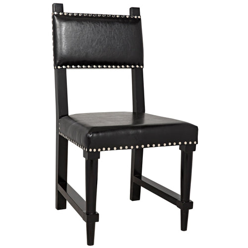 Noir Kerouac Chair With Leather, Distressed Black
