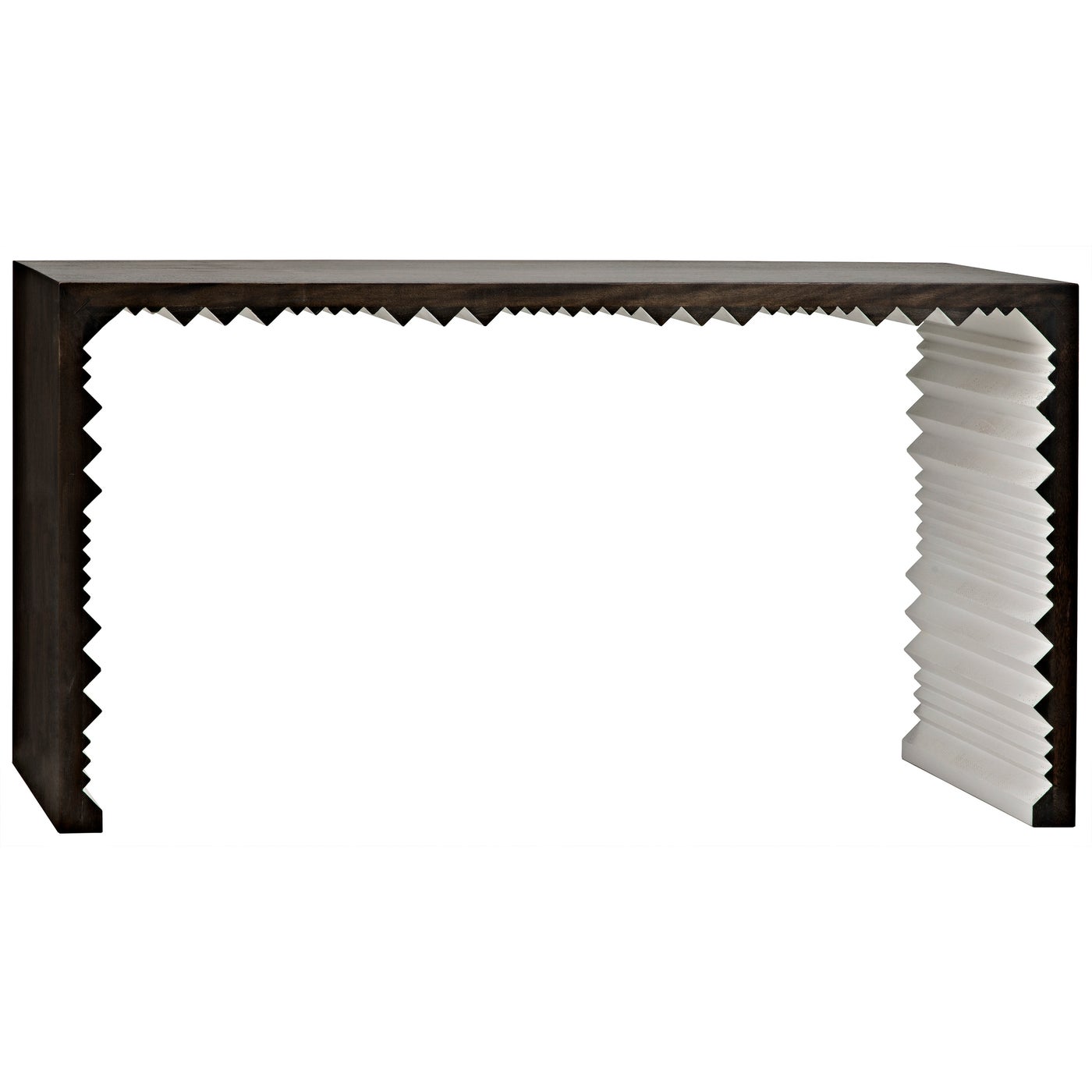 Noir Nelson Console, Ebony Walnut With White Detail