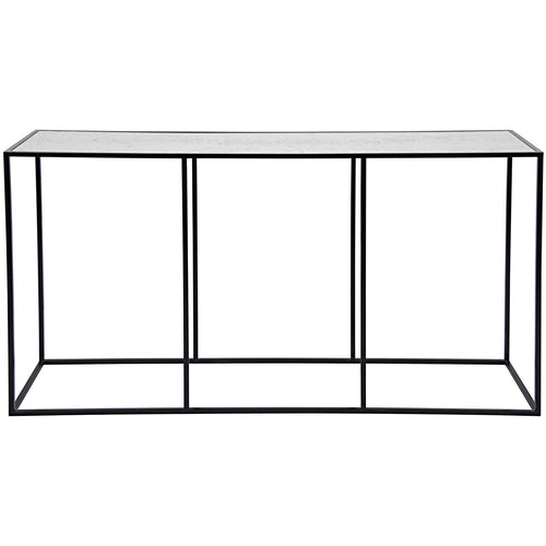 Noir Convention Sofa Table Black Steel And Antique Glass