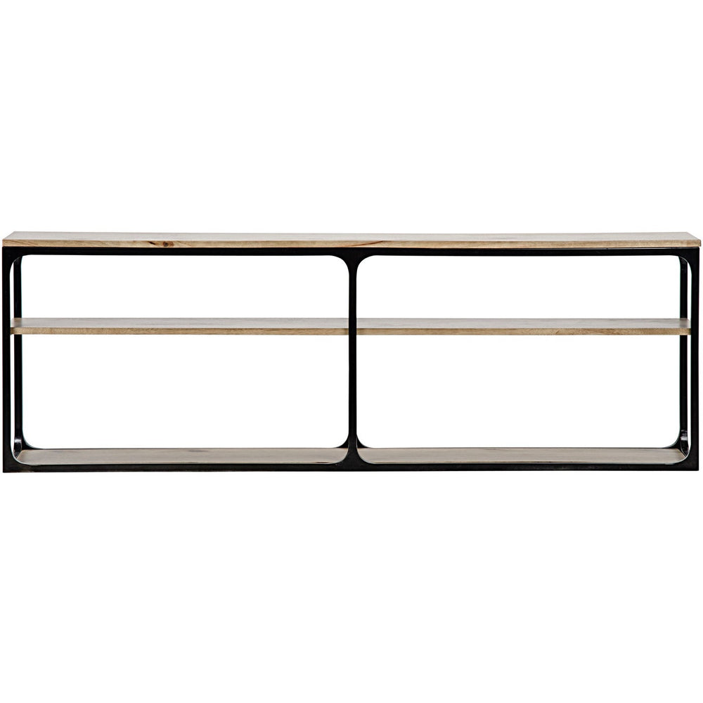 Noir Novie Console Black Steel With Dark Walnut