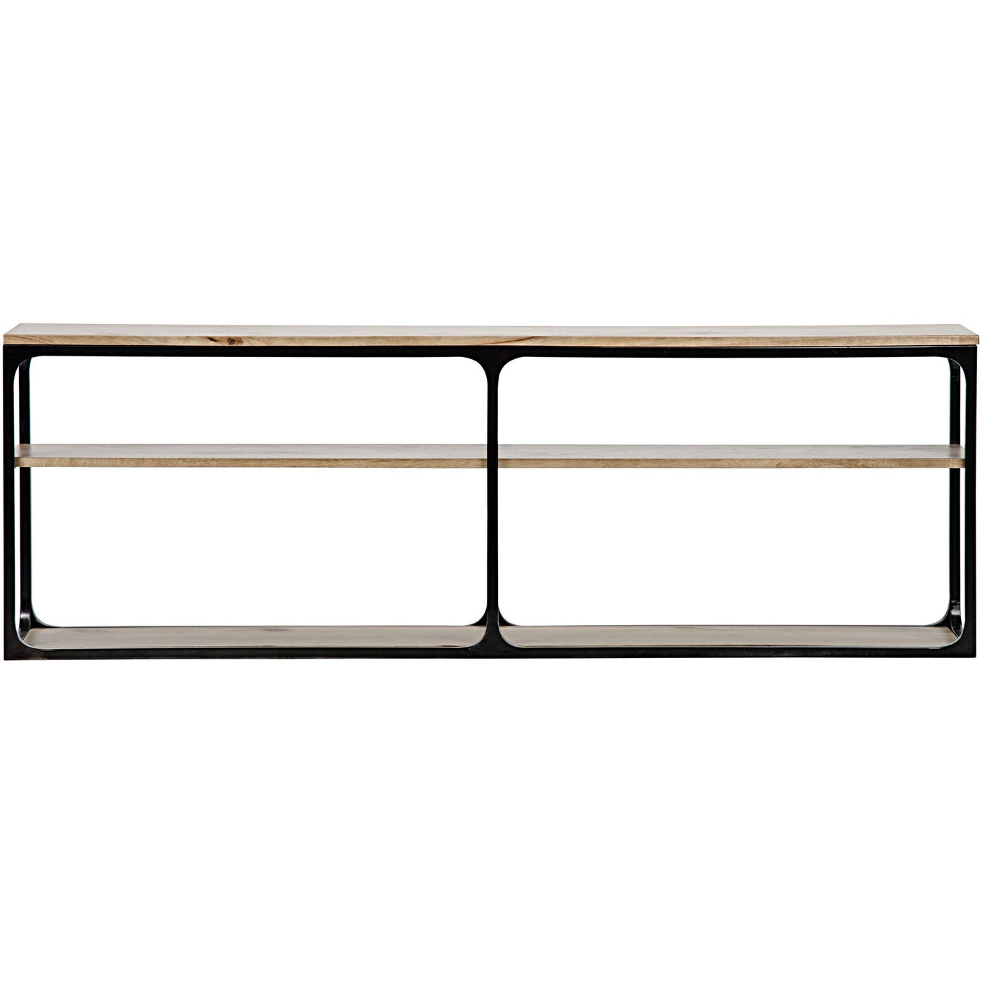 Noir Novie Console Black Steel With Dark Walnut