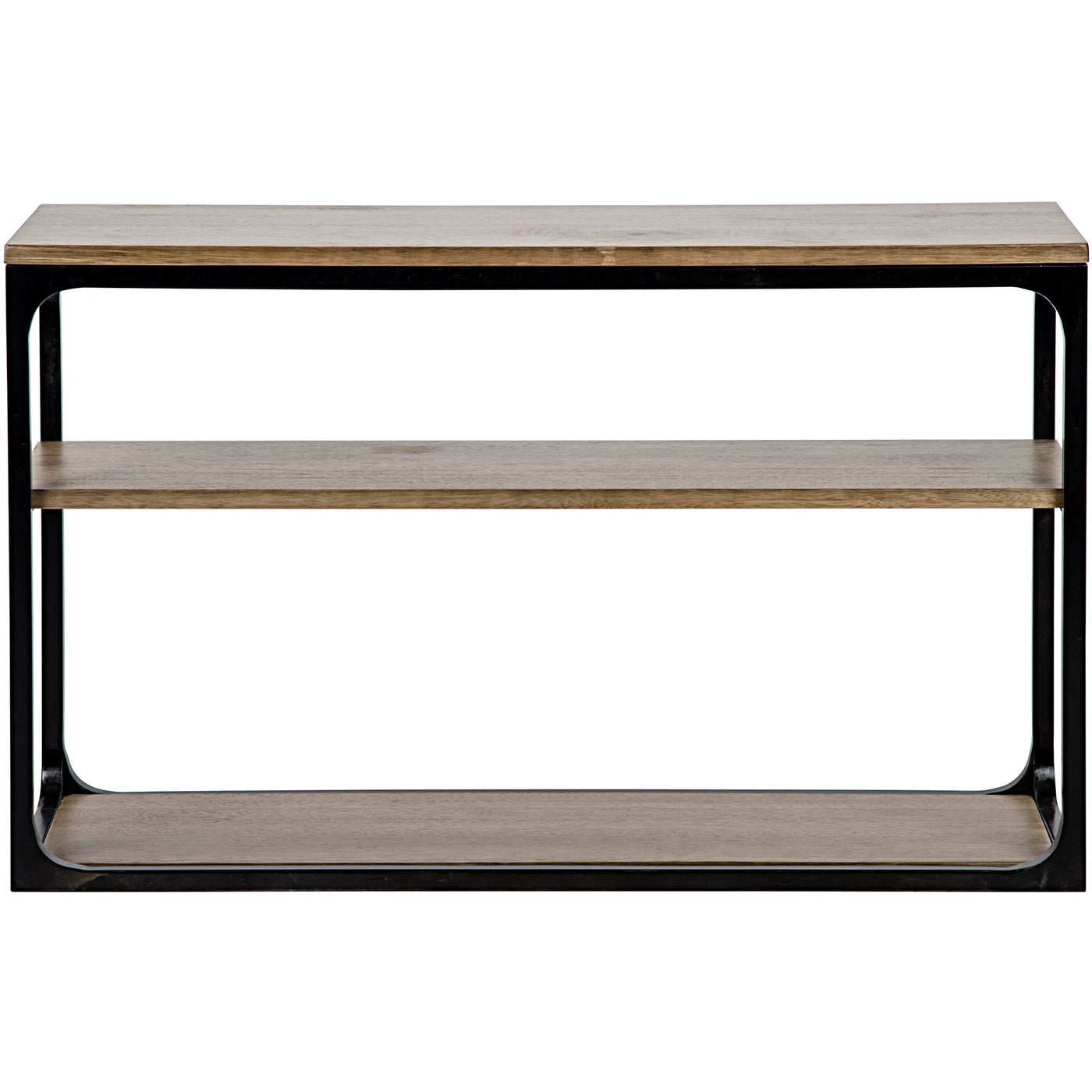 Noir Novie Console Black Steel With Dark Walnut