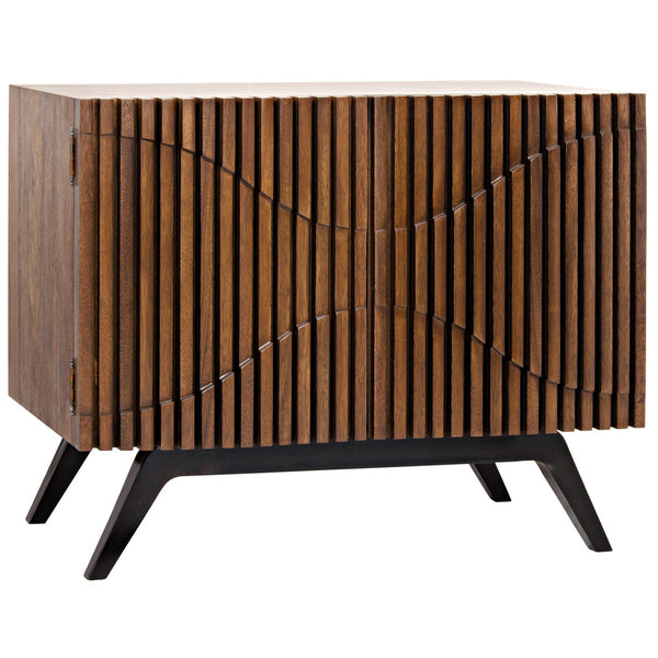 Noir Illusion Single Sideboard With Steel Base, Bleached Walnut