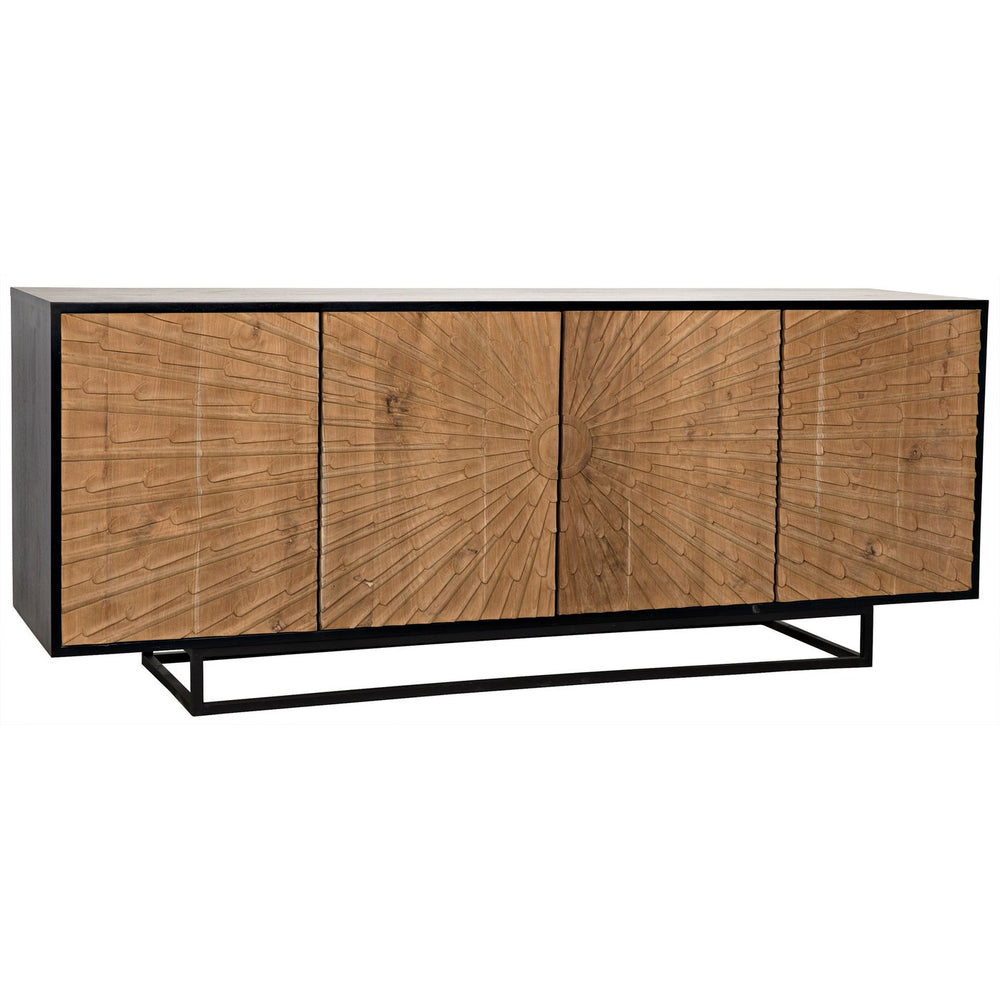 Noir Ra Sideboard, Hand Rubbed Black With Teak