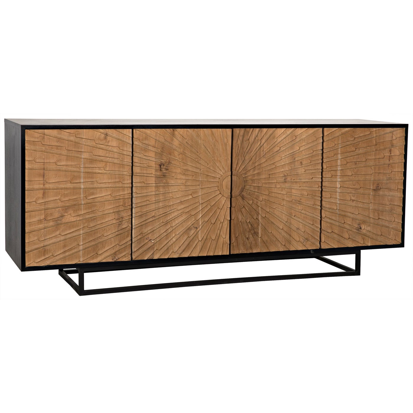 Noir Ra Sideboard, Hand Rubbed Black With Teak