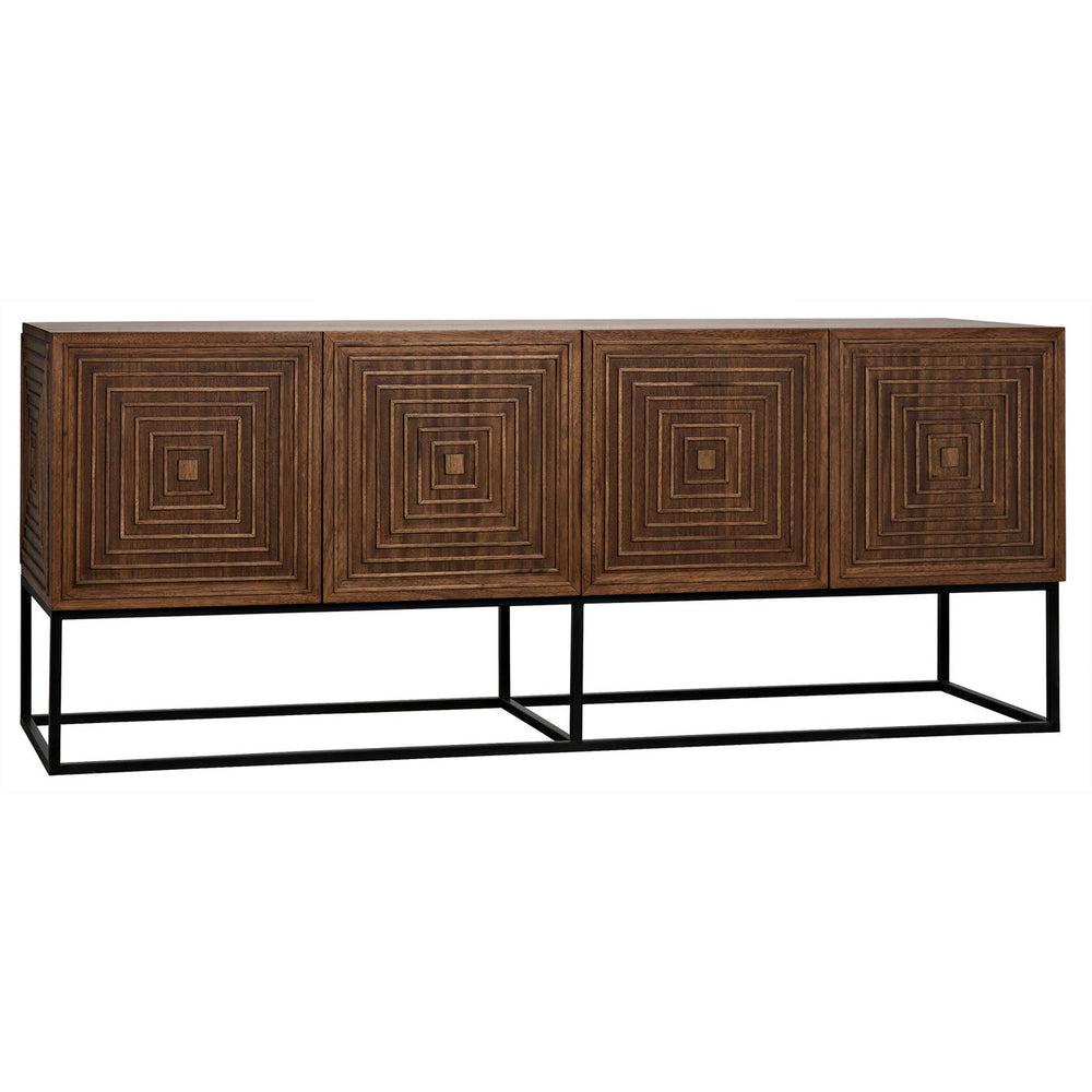 Noir Lanon Sideboard With Steel Base, Dark Walnut