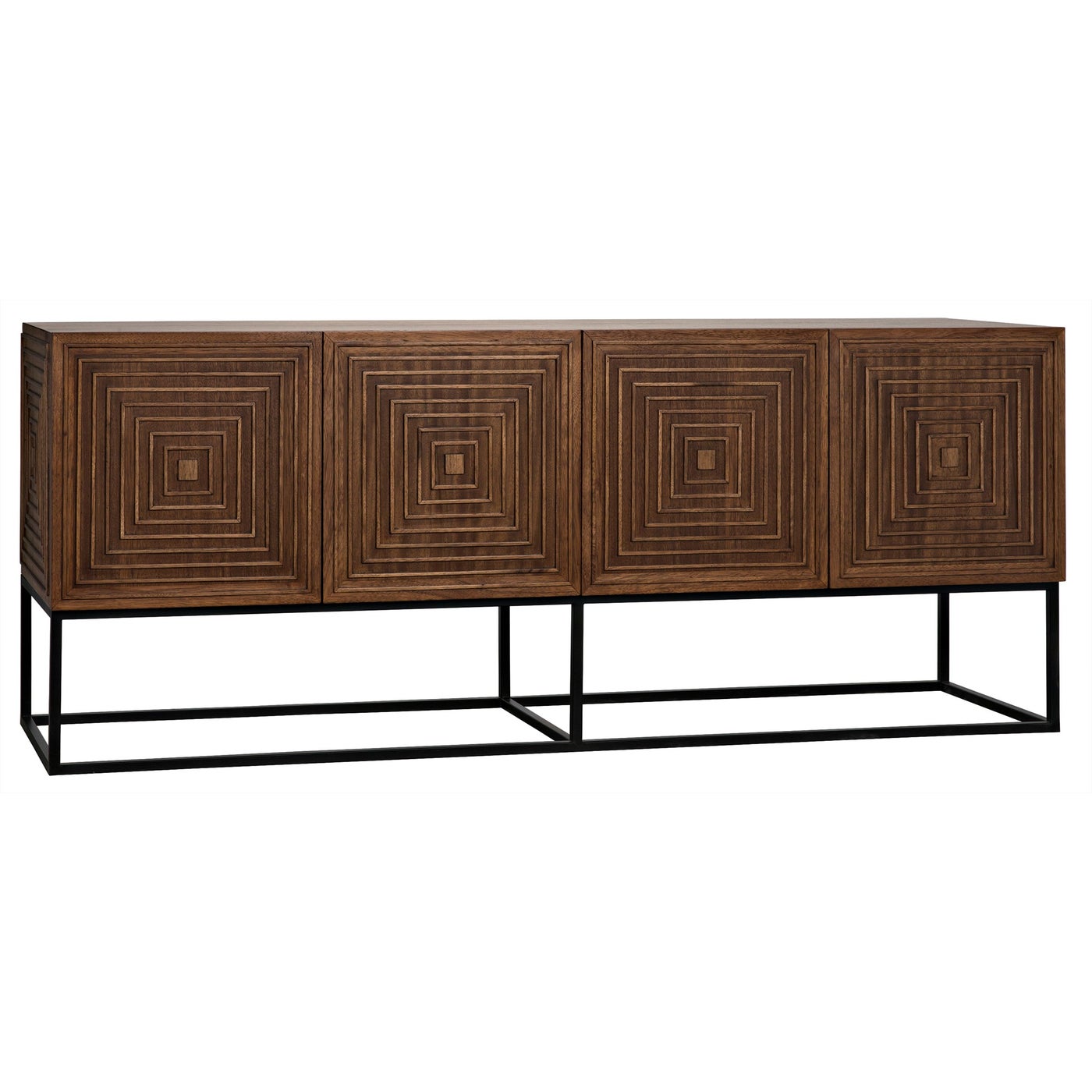 Noir Lanon Sideboard With Steel Base, Dark Walnut